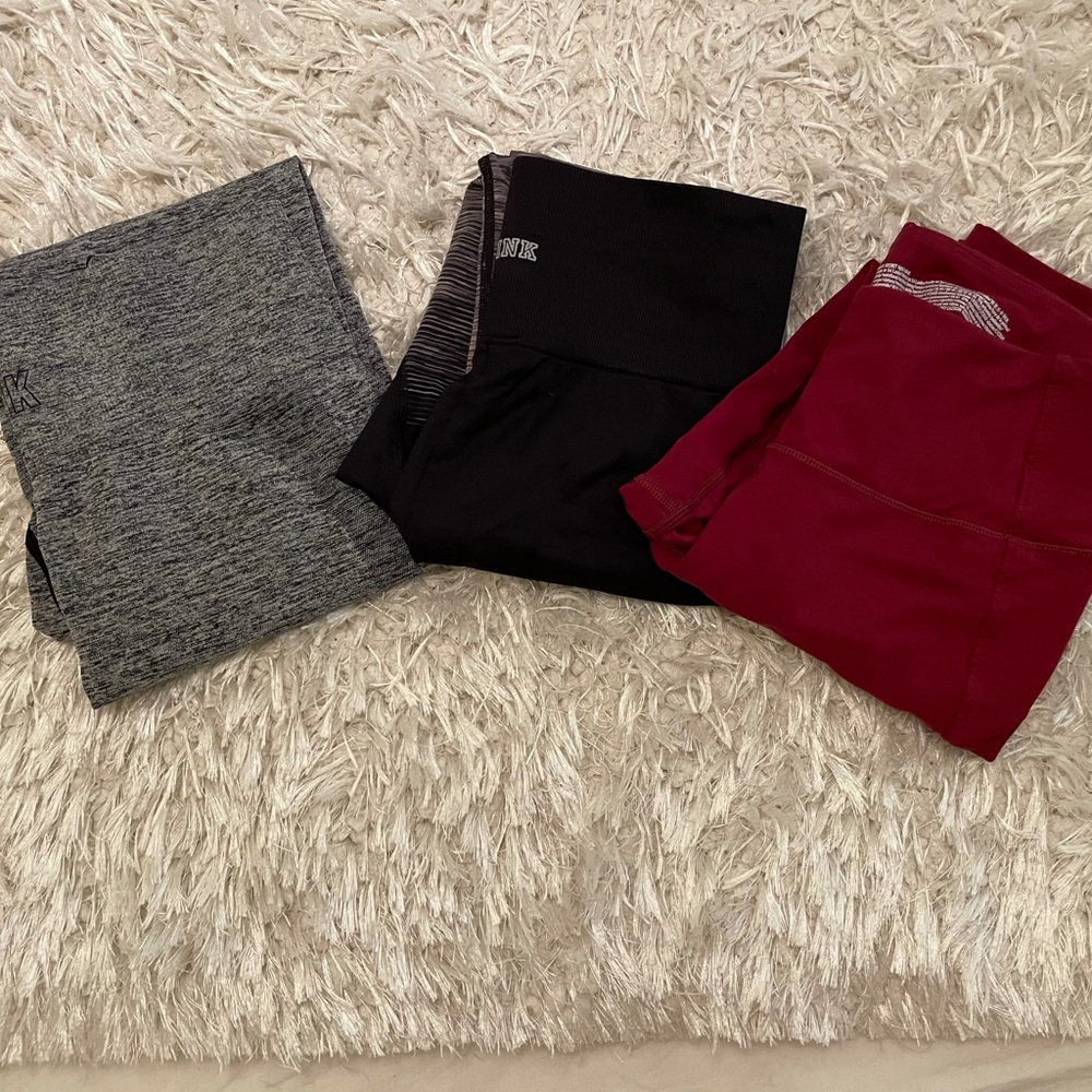 Victoria Secret Pink and Sport Leggings - 3 pairs